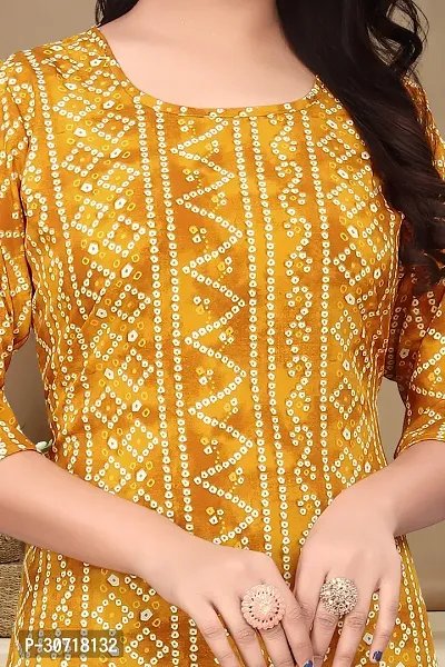 Straight Yellow Printed Crepe Kurta-thumb3