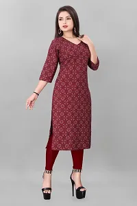 Straight Maroon Printed Crepe Kurta-thumb3