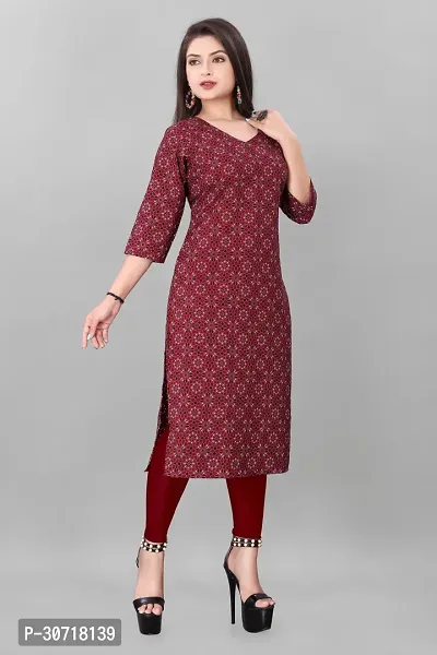 Straight Maroon Printed Crepe Kurta-thumb4