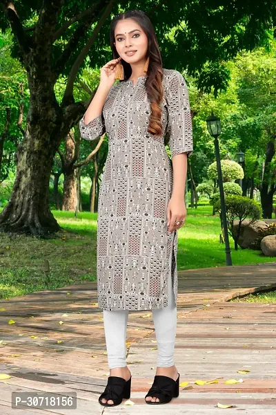 Straight Multicoloured Printed Crepe Kurta-thumb3