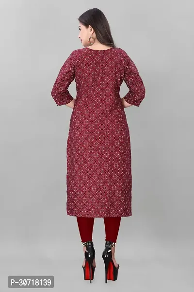 Straight Maroon Printed Crepe Kurta-thumb2