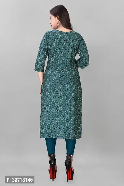 Straight Blue Printed Crepe Kurta-thumb3