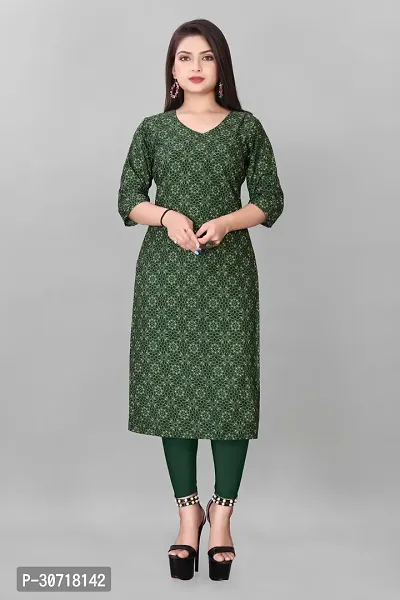 Straight Green Printed Crepe Kurta Pack of 2