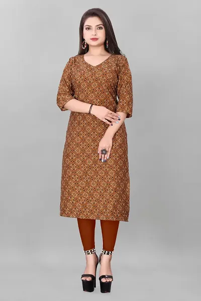 Stylish Crepe Printed Straight Kurtis