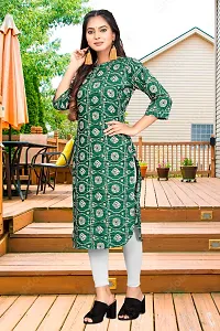 Straight Green Printed Crepe Kurta Pack of 2-thumb2