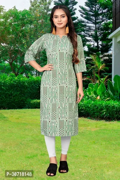 Straight Green Printed Crepe Kurta Pack of 2