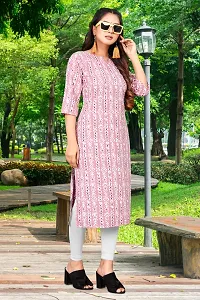 Straight Pink Printed Crepe Kurta-thumb3