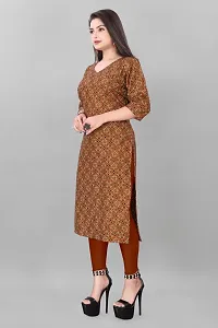 Straight Brown Printed Crepe Kurta-thumb1