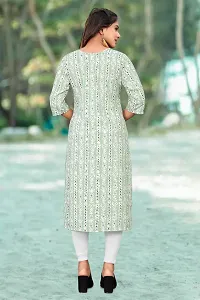 Straight Green Printed Crepe Kurta-thumb1