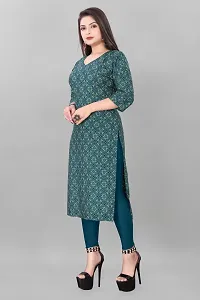 Straight Blue Printed Crepe Kurta-thumb1