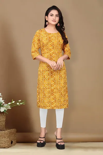 Stylish Cotton Blend Self Pattern Straight Kurta