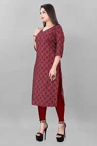 Straight Maroon Printed Crepe Kurta-thumb2