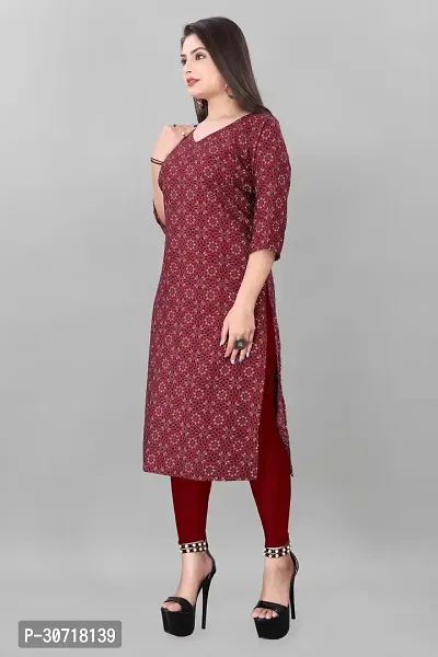 Straight Maroon Printed Crepe Kurta-thumb3