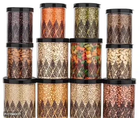 Premium 12pcs Printed Storage Container With 6Pcs Spoon FREE 2 Piece 3000ml 2 Piece 2000ml 2 Piece 1000ml Color  BLACK BPA FREE STORAGE CONTAINER-thumb0