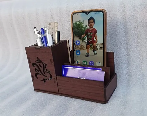 3 in 1 Pen Stand with Visiting Card  Mobile Holder