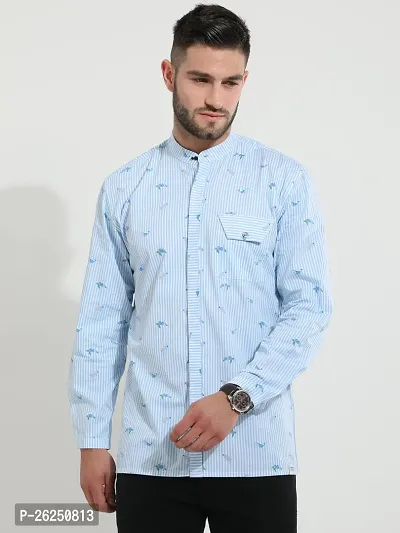 Stylish Blue Cotton Casual Shirts For Men