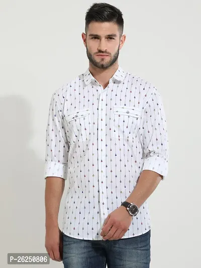 Stylish White Cotton Casual Shirts For Men