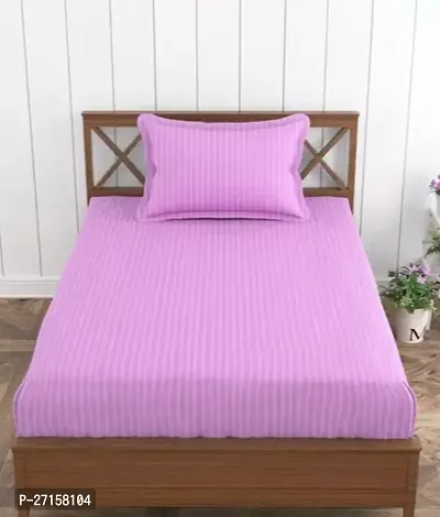 Comfortable Pink Cotton Blend Single Bedsheet with One Pillow Cover
