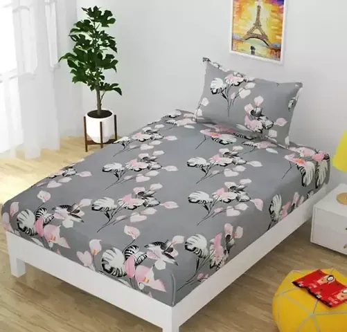 Printed Glace Cotton Single Bedsheet with 1 Pillow Cover