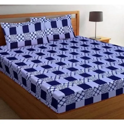 BUCKSHOP 3D Bedsheet Double Bed with Pillow Covers Color - Blue Size - 90*90 Pack of 1 bedsheet 1 Pillow Covers