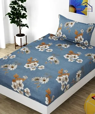 Printed Super Soft Glace Cotton Single Bedsheets