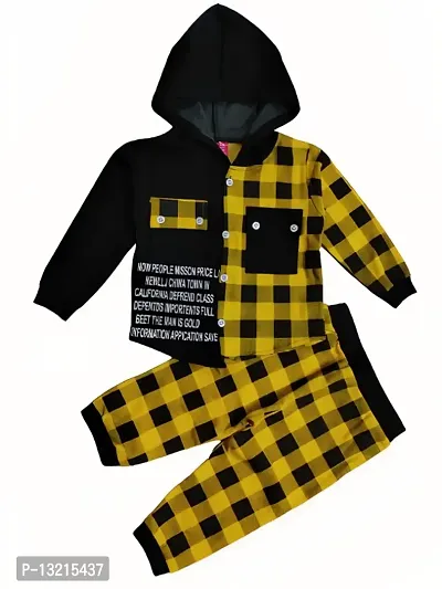Black and Yellow Checks Hoody with Trouser-thumb0