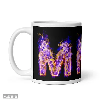 Ramesh Meena M Printed Mug M Letter Coffee Ceramic Mug for Birthday Gift Girlfriend Sister Mom Boyfriend Boy Brother (Black)