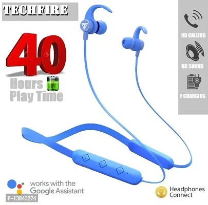 TECHFIRE FIRE-145 -36 Hours Playtime Neckband hi-bass Wireless Bluetooth headphone Bluetooth Headset  (Black, In the Ear)-thumb0
