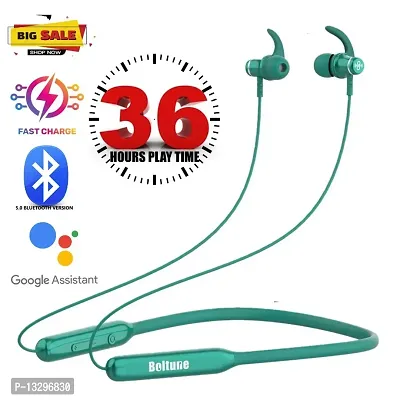 Boltune BT-335 Neckband hi-bass Wireless headphone Bluetooth Headset  (TEAL GREEN, In the Ear)