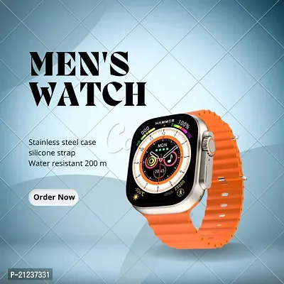 T800 Smart Watch  Bands Waterproof Ip68 ECG M (Orange Strap)-SMARTWATCHES FOR MEN AND WOMEN