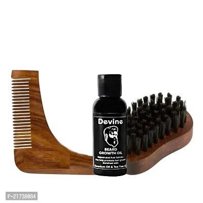 Powerful Beard Growth Oil  Wood Beard Comb, Combo Set For Long  Healthy Beard