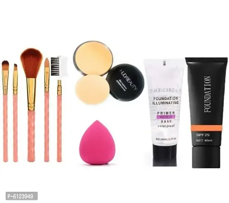 Cosmetics Combo H.D. Compact, primer,blander,foundation,makeup brushes-thumb0
