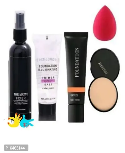 Fixer, primer, foundation, compact and blander combo