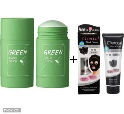 2 Green Mask Stick And 1 Charcoal Face Mask Skin Care Face Mask