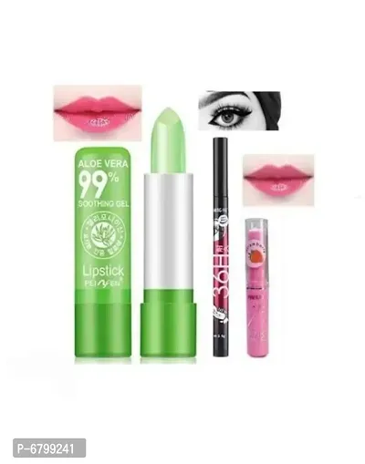 Pack of 2 alovera lipstick lip balm, 36hour Eyeliner and pink magic lip balm