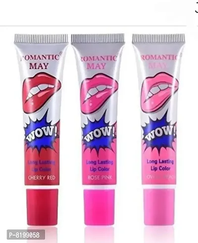 Cherry red, Rose pink And Lovely peach peeloff lipstick ( pack of 3) lipstick