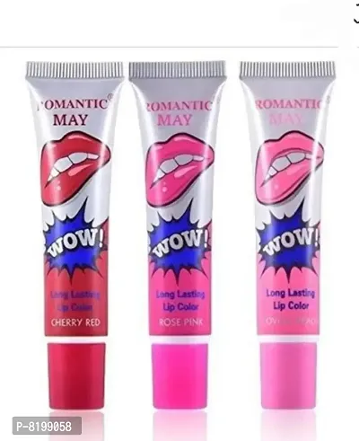 Cherry red, Rose pink And Lovely peach peeloff lipstick ( pack of 3) lipstick-thumb0