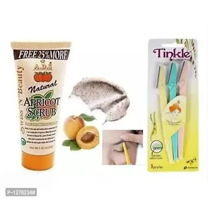 Apricot scrub and tinkle eyebrows razor