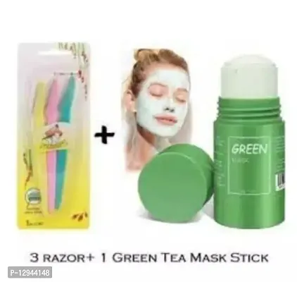 Eyebrows razor and green mask stick