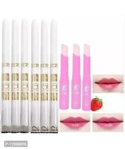 6 ads white container kajal stick and 3 pink magic lip balm