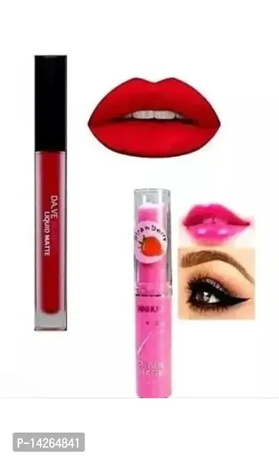 Red liquid matte lipstick and pink magic lip balm