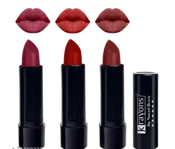 Krayons Cute Pop Matte Lipstick, Waterproof, Longlasting, 3.5gm Each (Pack of 3)