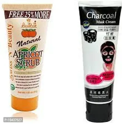 Apricot scrub (pack of 1) and Charcoal face mask cream-thumb0