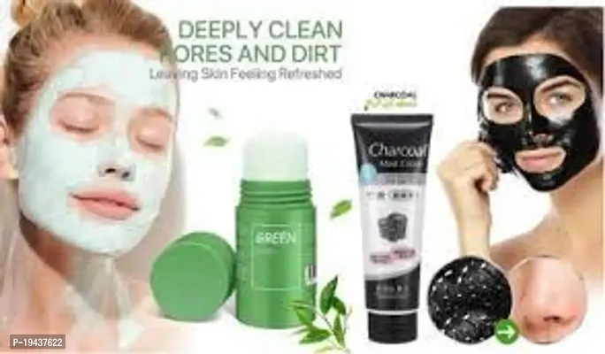 Green mask stick and charcoal face mask