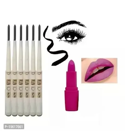 6 pcs of ads white container kajal sticks and mergenta lipstick-thumb0