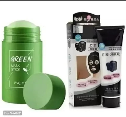 green mask stick and charcoal face mask