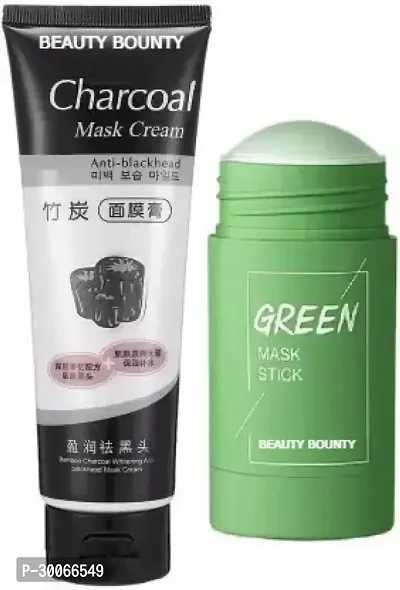 Green Mask Stick  and Charcoal Peel Off Mask Pack of 2-thumb0