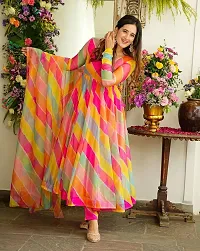 Beautiful Georgette Printed Gown With Dupatta For Women-thumb1