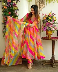 Beautiful Georgette Printed Gown With Dupatta For Women-thumb3