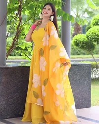 Beautiful Georgette Printed Gown With Dupatta For Women-thumb3